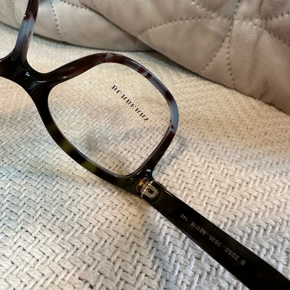 Burberry deep black, blue colors with silver accents square prescription frame